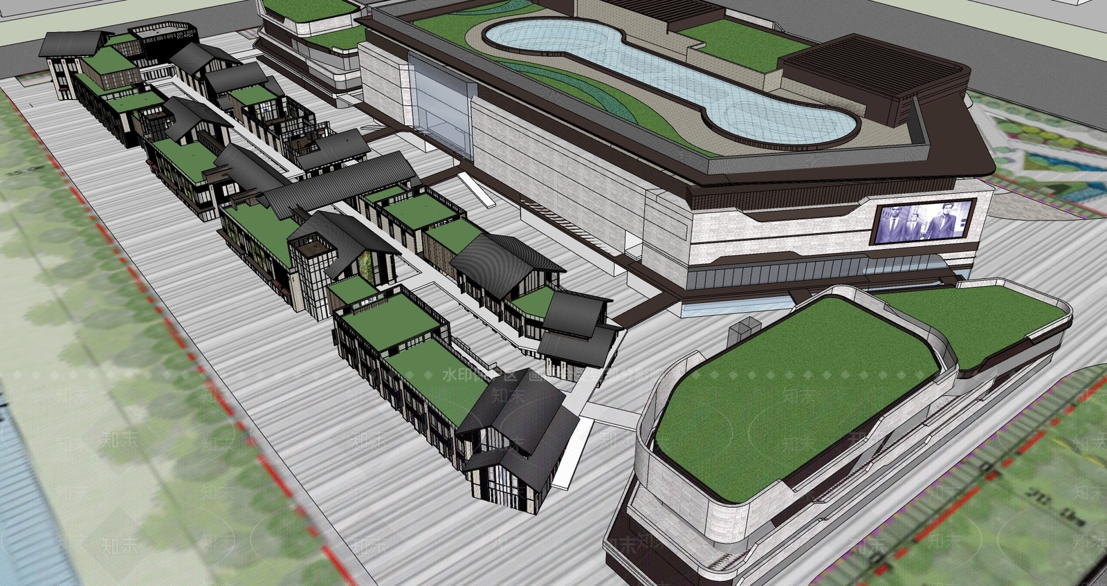 现代商场建筑SU模型下载【ID:1167826440】