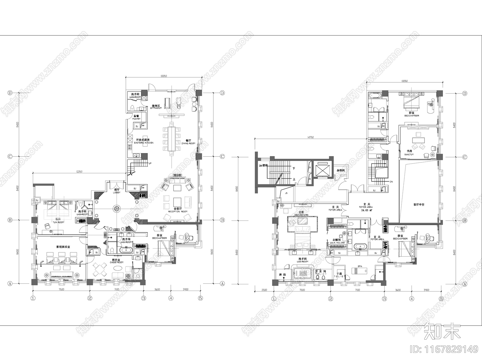 法式整体家装空间cad施工图下载【ID:1167829149】