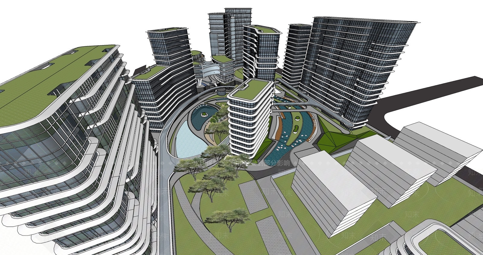 现代商场建筑SU模型下载【ID:1167829921】