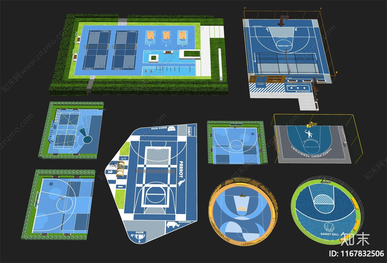 现代篮球场SU模型下载【ID:1167832506】