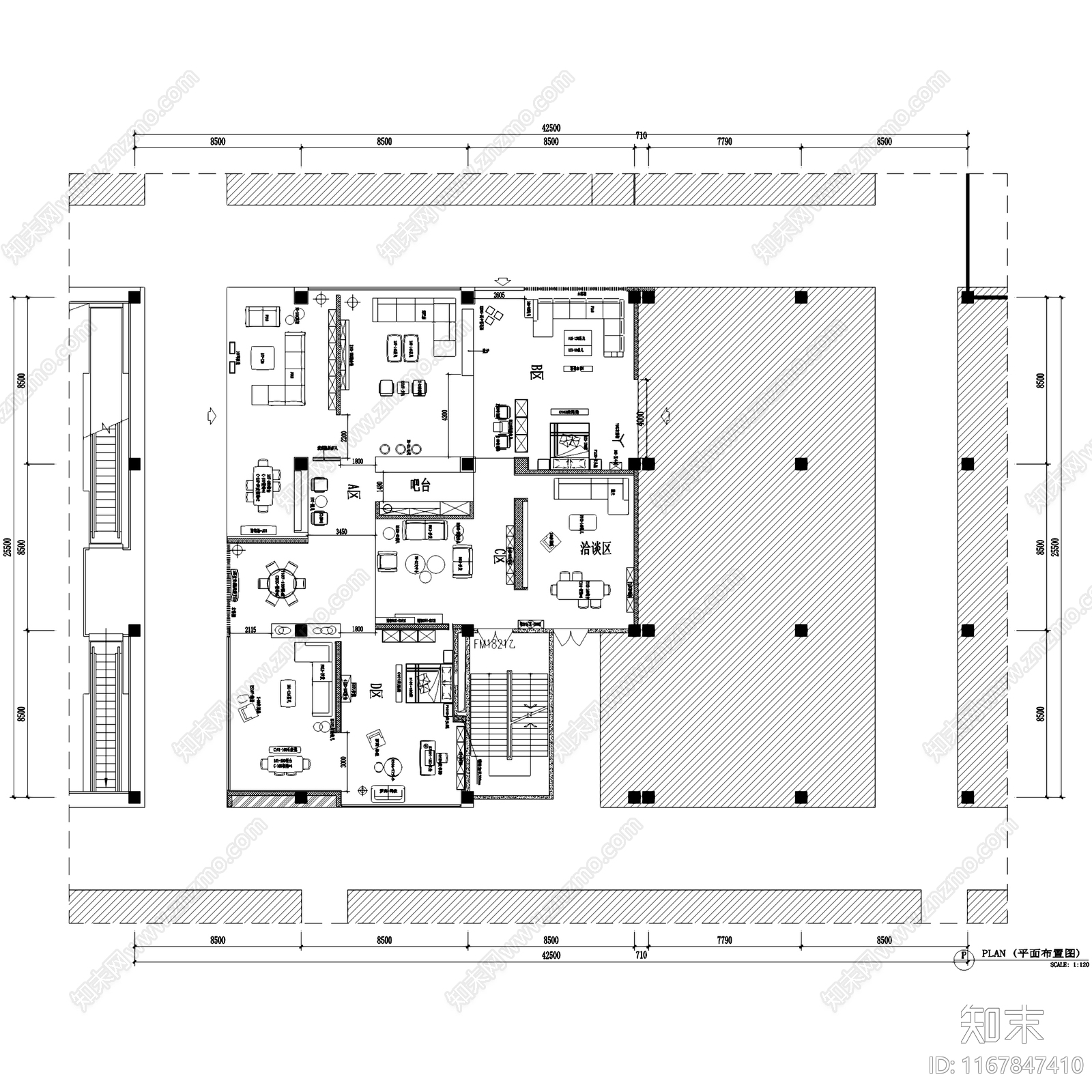 现代轻奢方内家具旗舰店展厅室内工装cad施工图下载【ID:1167847410】