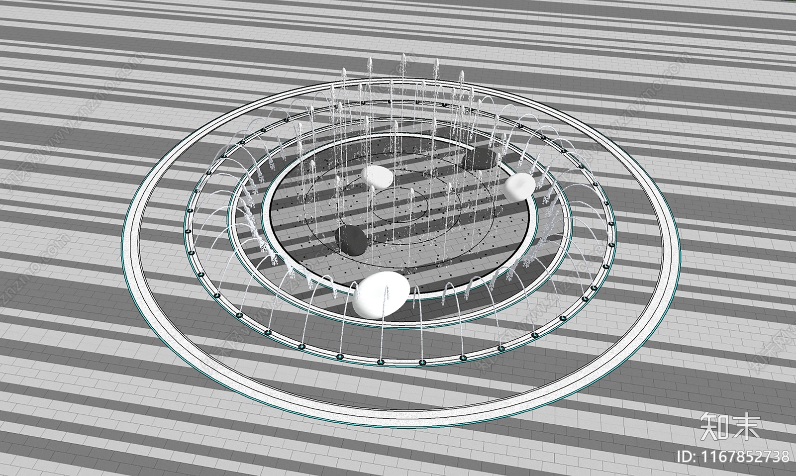 现代喷泉SU模型下载【ID:1167852738】
