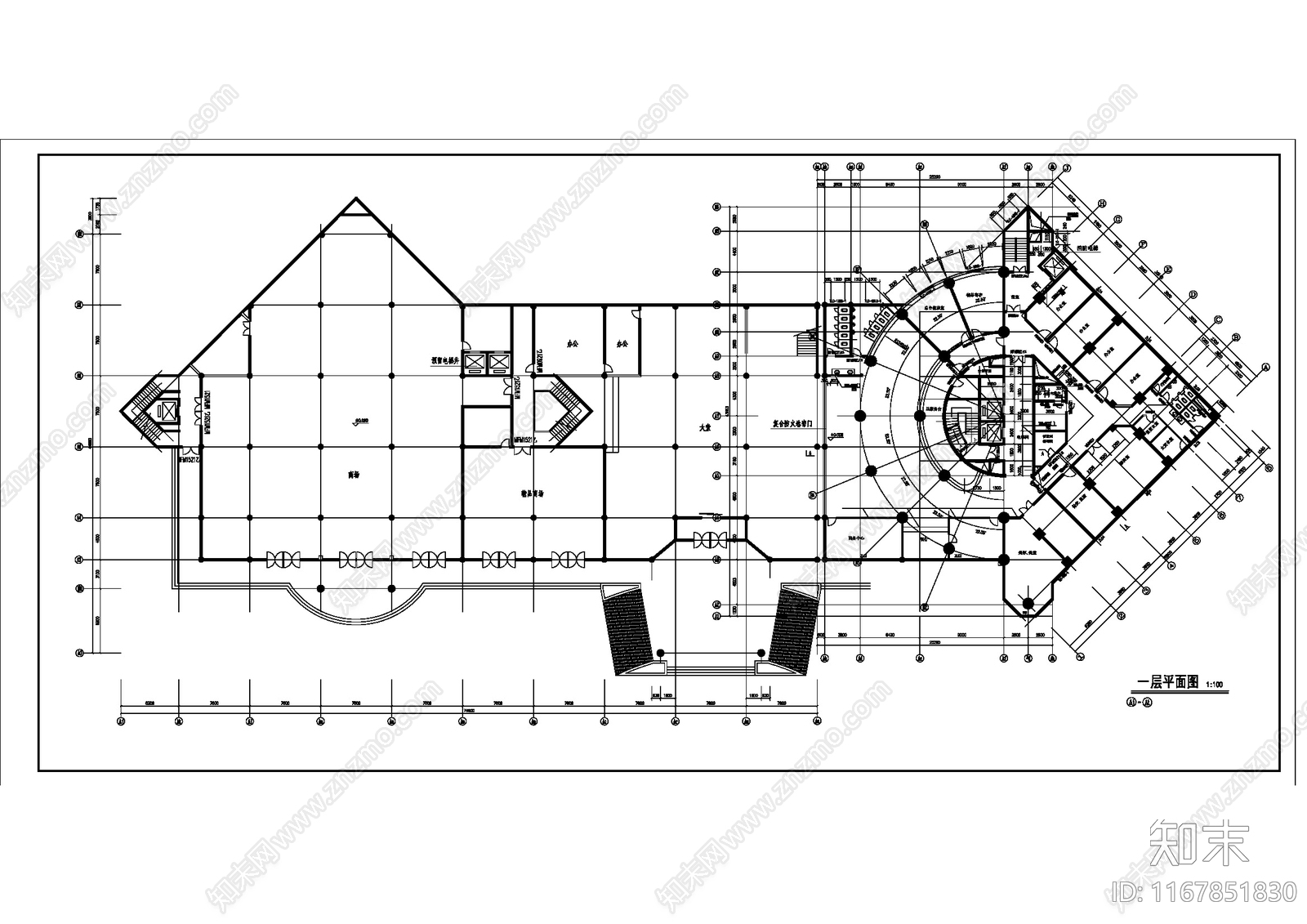 现代酒店建筑施工图下载【ID:1167851830】