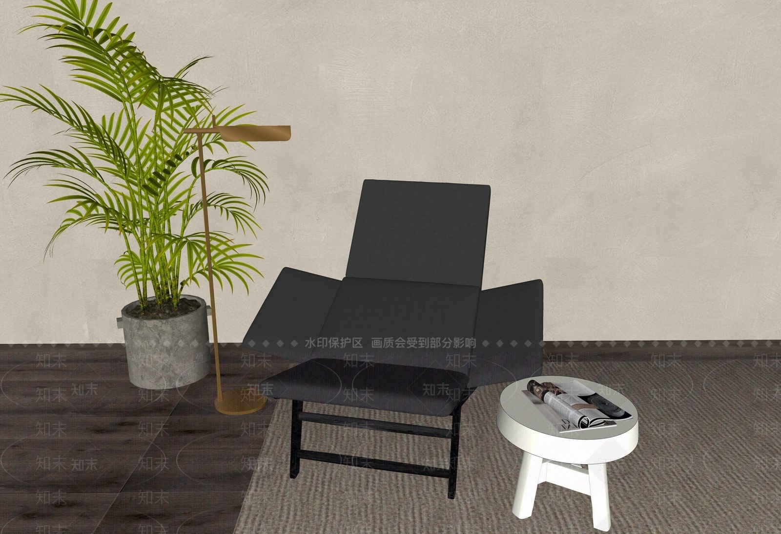 现代美式躺椅SU模型下载【ID:1167859168】