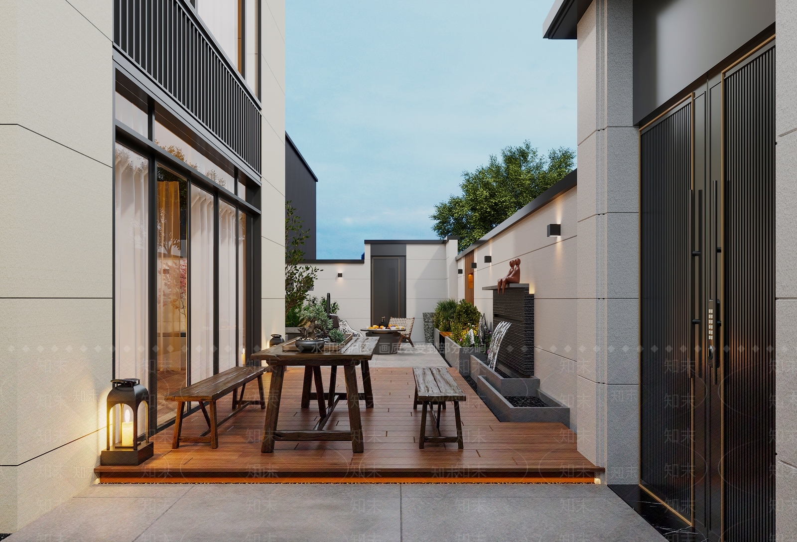 现代奶油庭院3D模型下载【ID:1167872153】