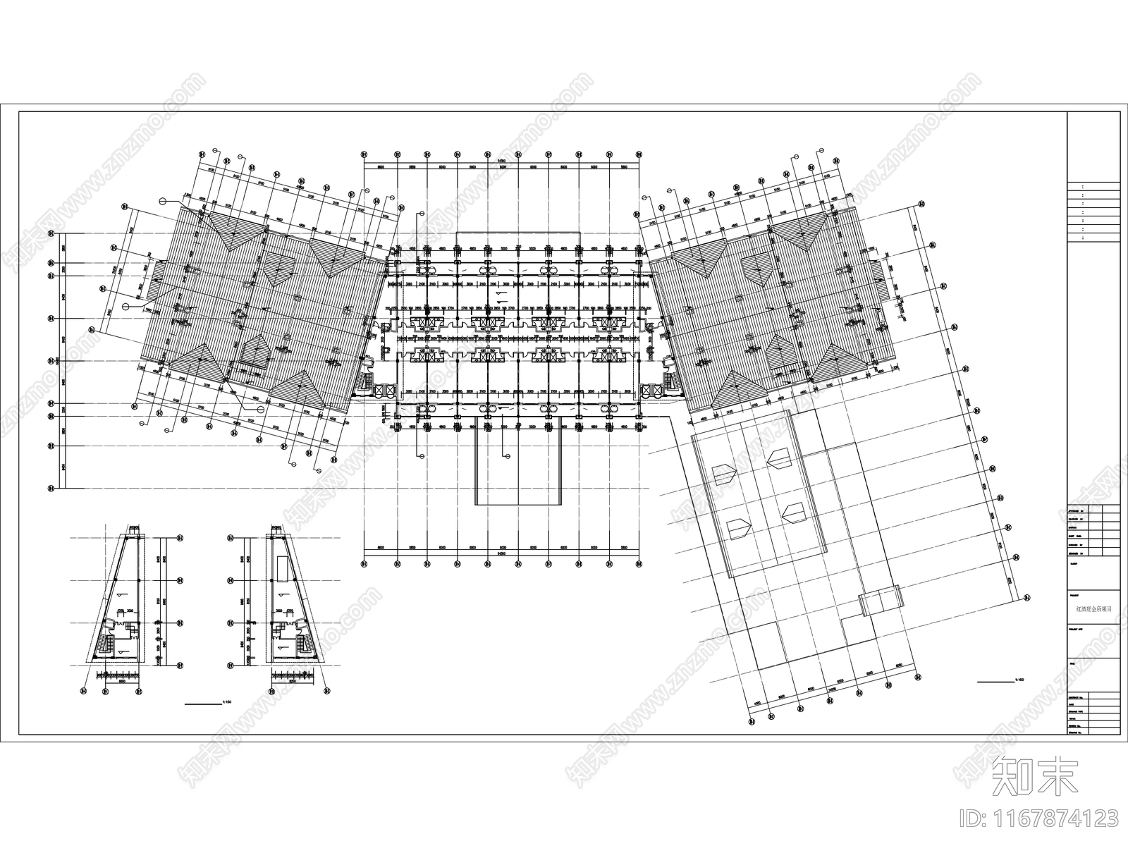 复古酒店建筑施工图下载【ID:1167874123】