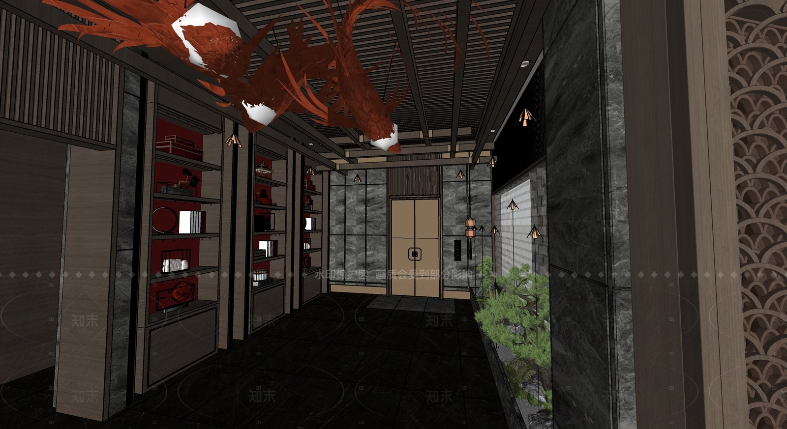 新中式茶餐厅SU模型下载【ID:1167875035】
