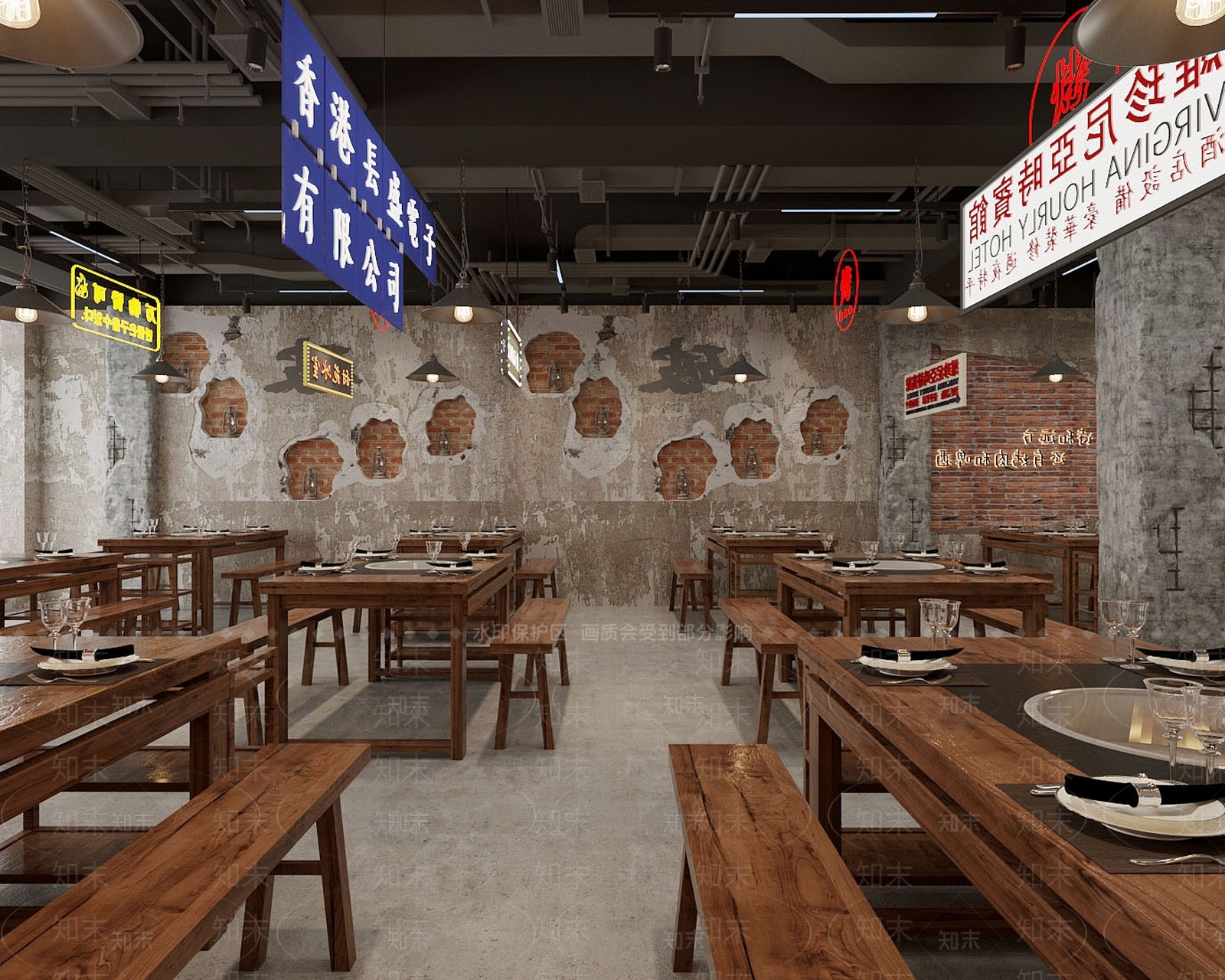 现代工业火锅店SU模型下载【ID:1167885522】
