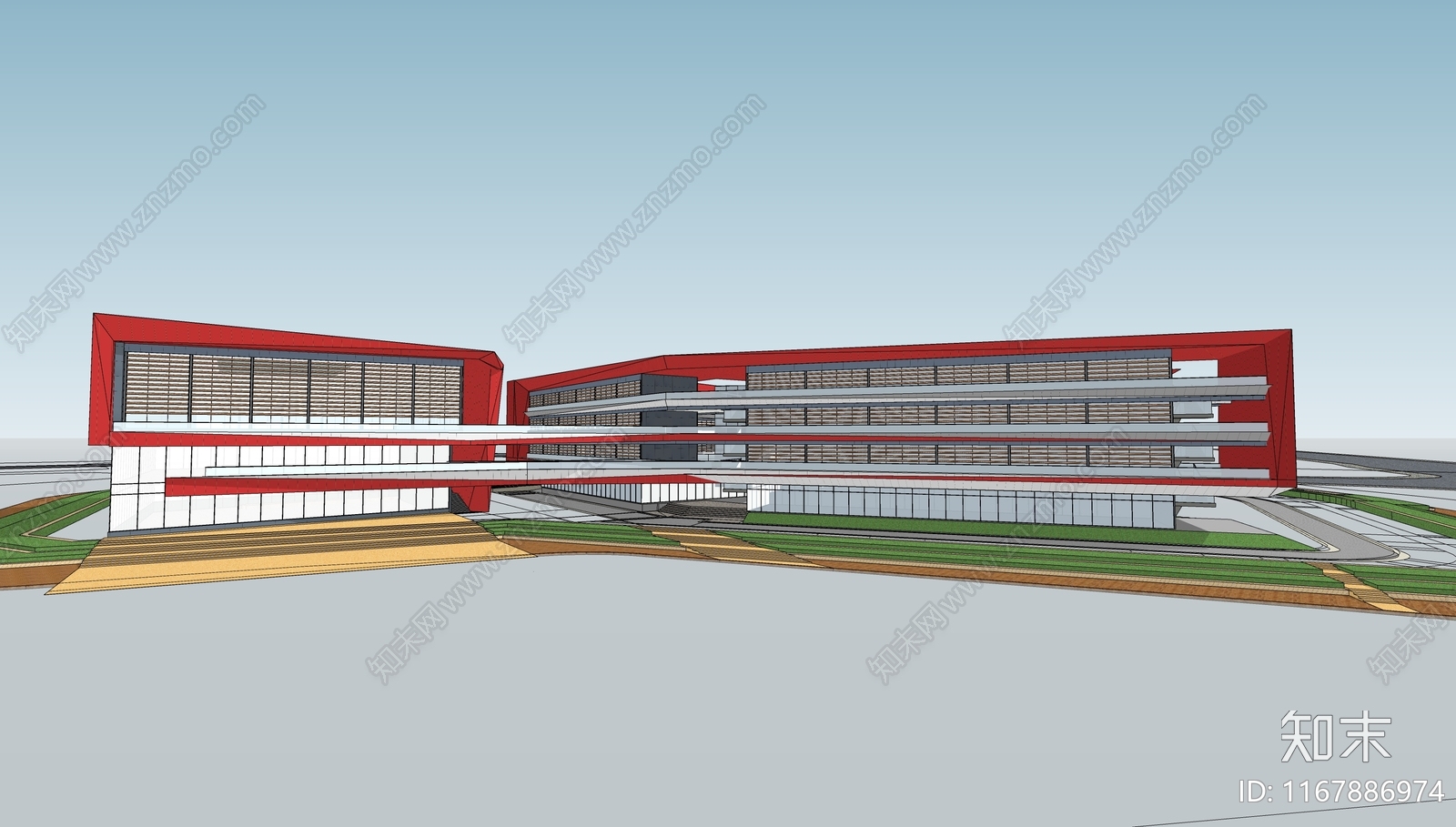 现代简约学校建筑SU模型下载【ID:1167886974】