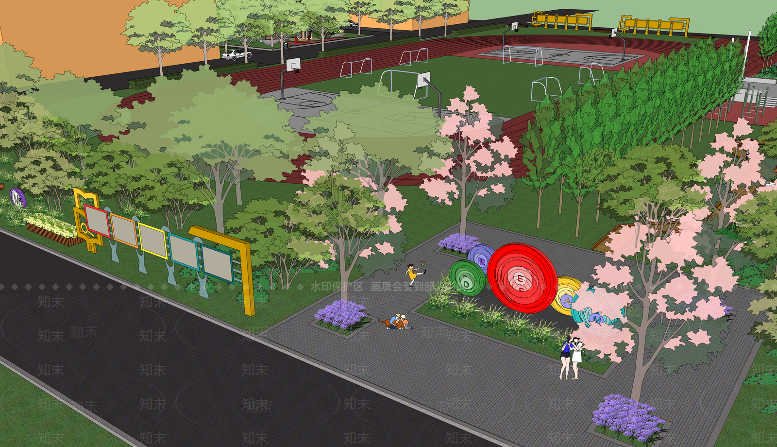 现代校园景观SU模型下载【ID:1167887968】