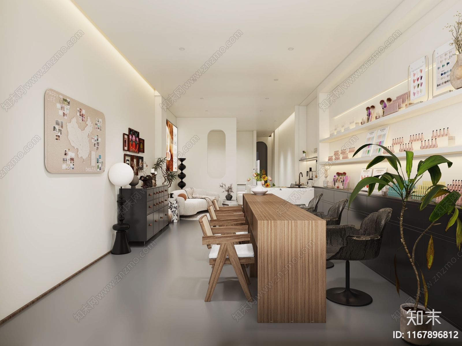 复古现代美甲店3D模型下载【ID:1167896812】