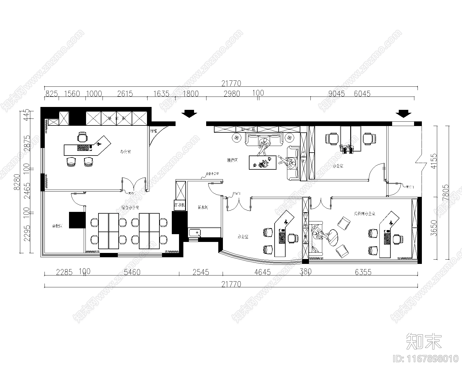 现代办公室cad施工图下载【ID:1167898010】