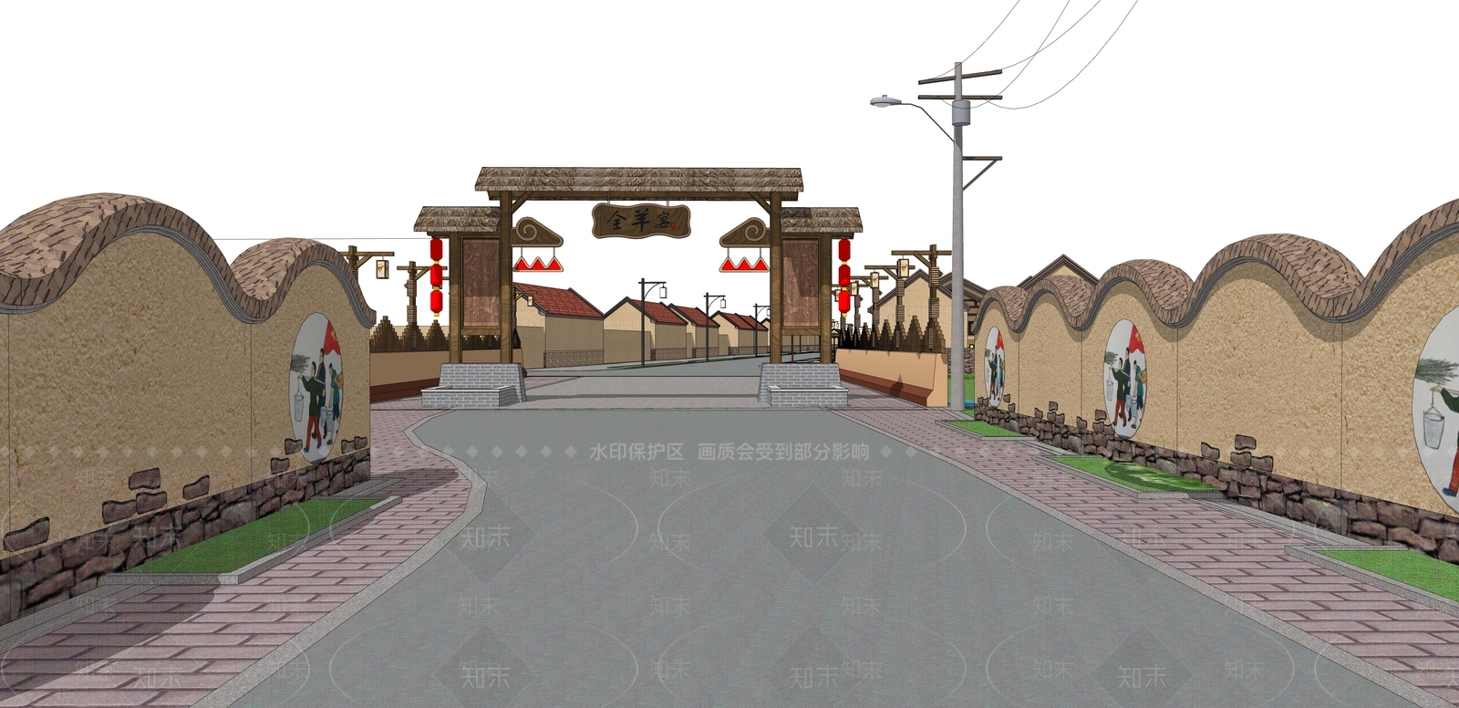 现代新中式乡村公园SU模型下载【ID:1167905703】