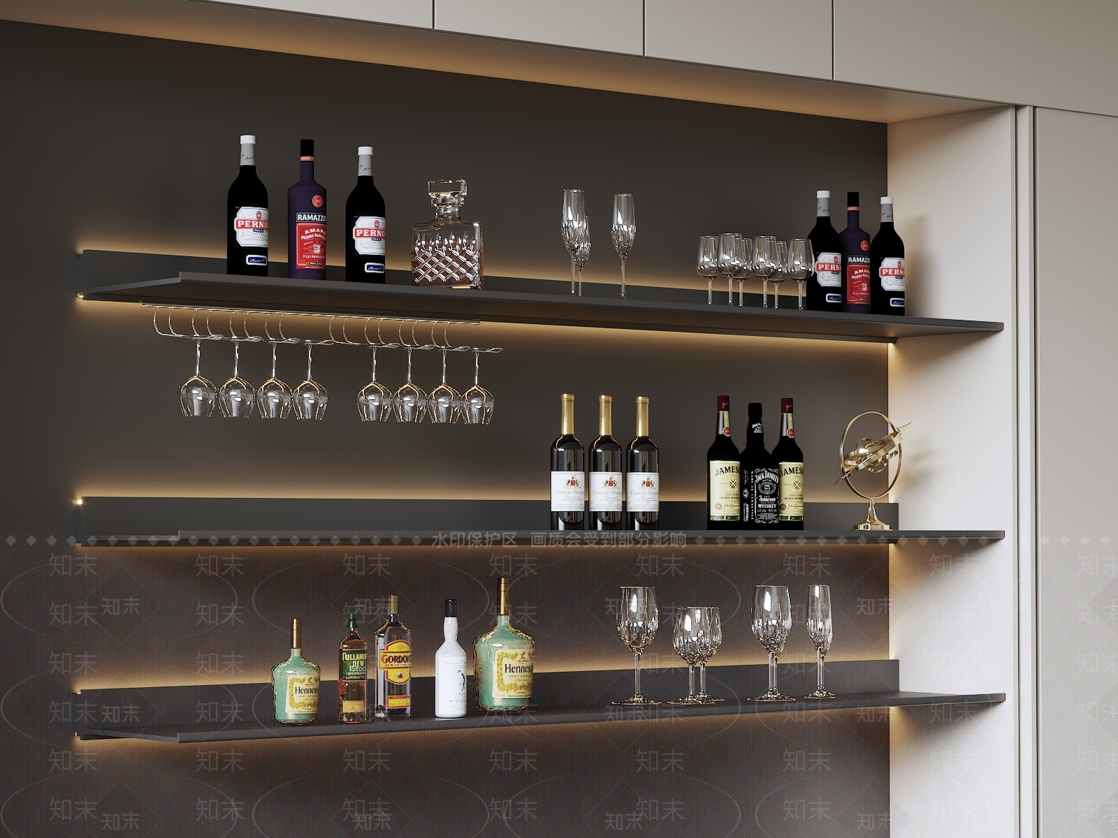 现代酒架3D模型下载【ID:1167907860】