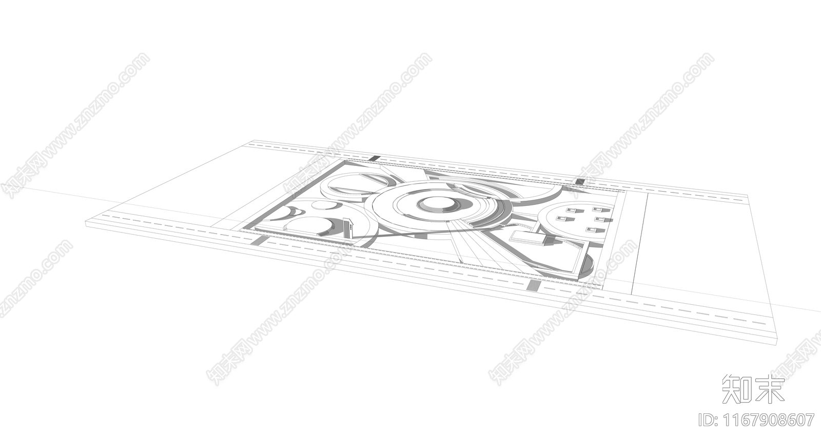 现代简约广场景观SU模型下载【ID:1167908607】