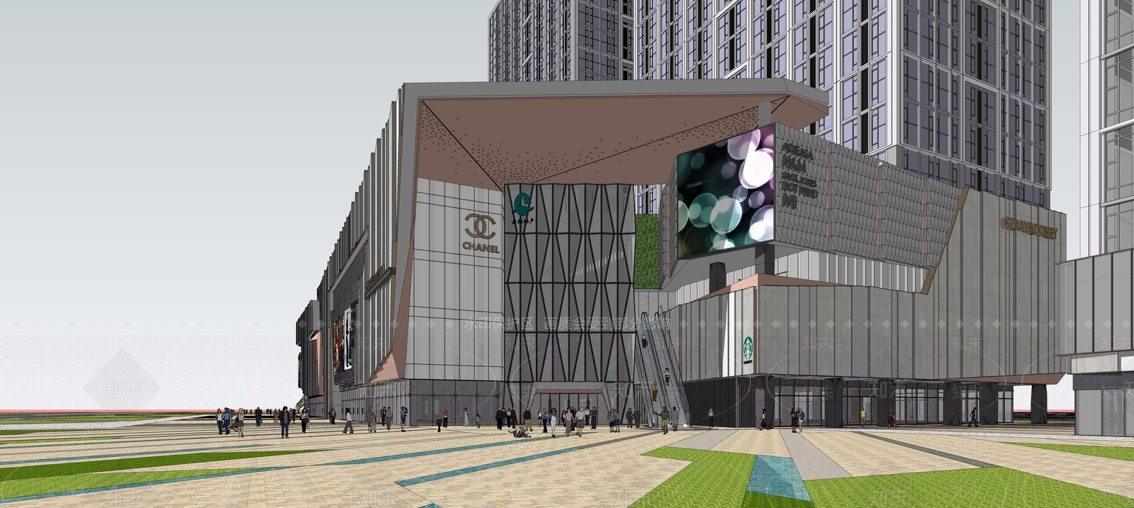 现代商场建筑SU模型下载【ID:1167908763】