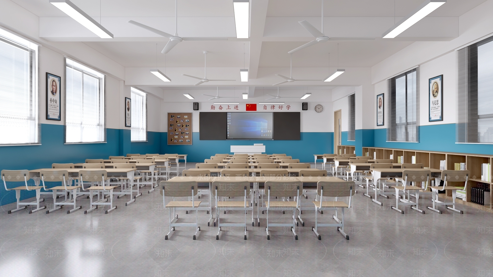 现代极简教室3D模型下载【ID:1167909037】