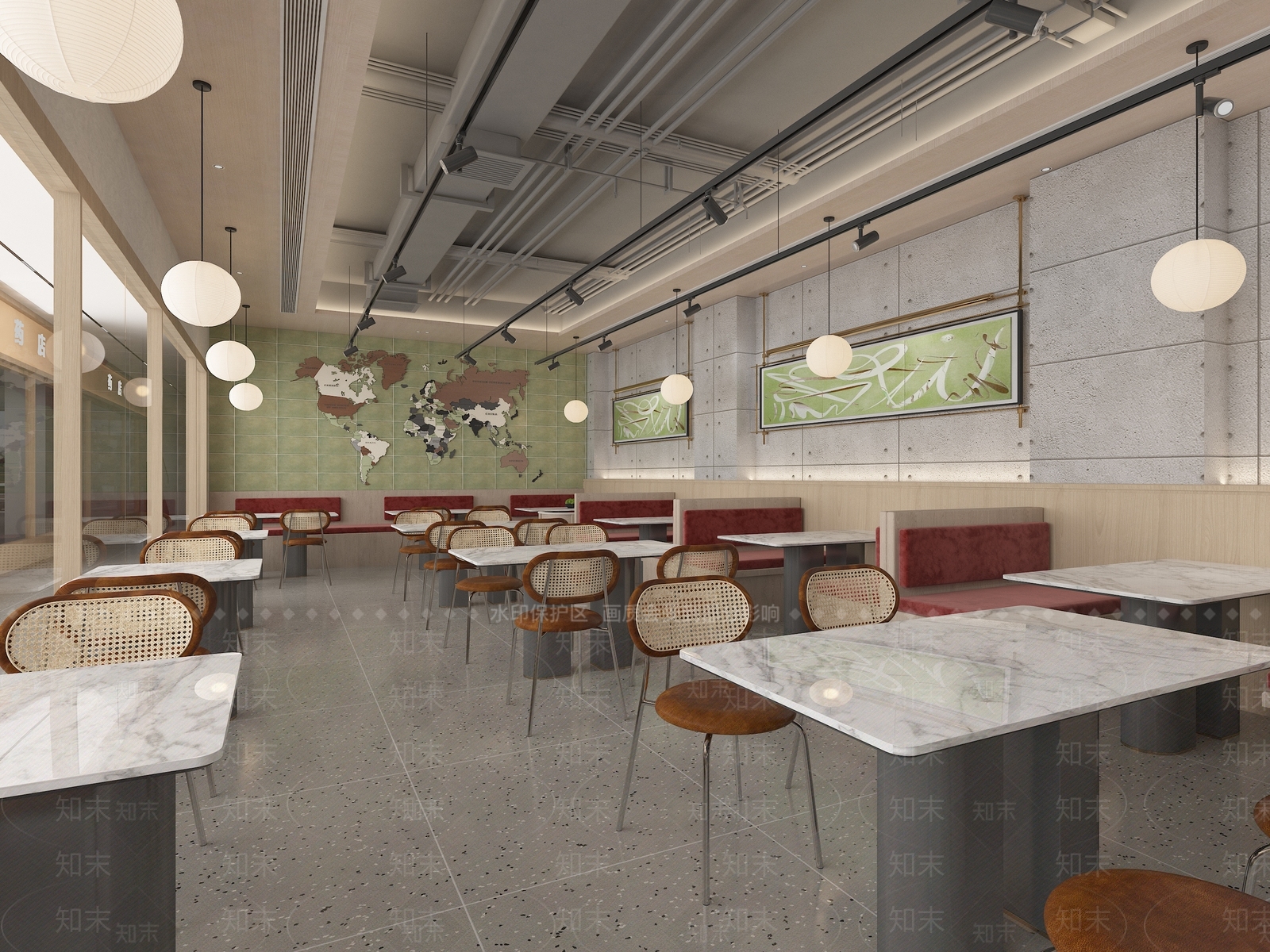 现代复古自助餐厅3D模型下载【ID:1167911261】