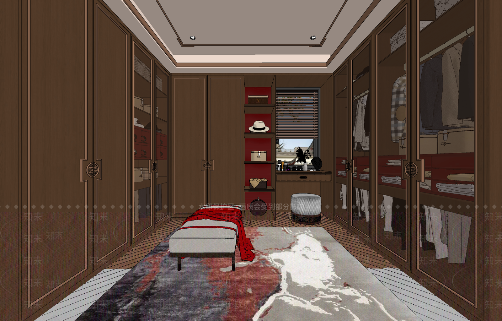 新中式衣帽间SU模型下载【ID:1167911700】
