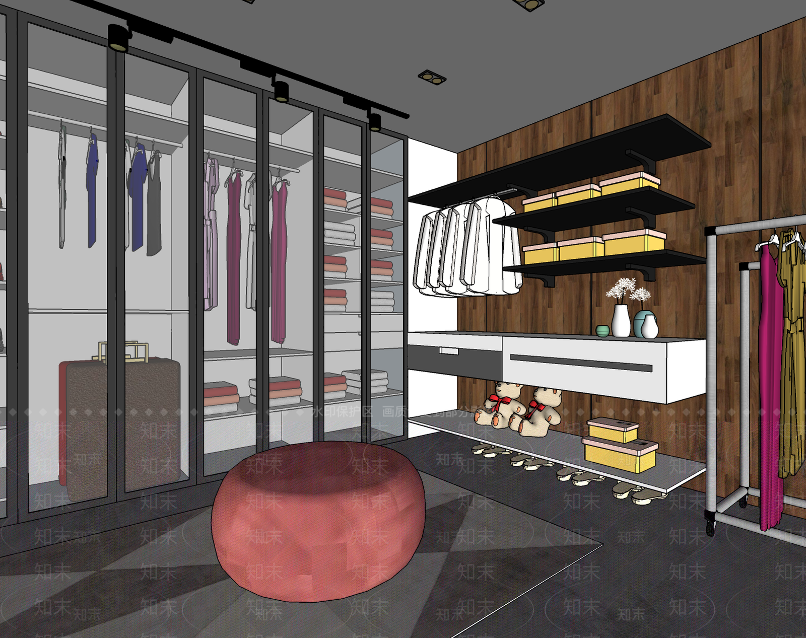 现代衣帽间SU模型下载【ID:1167913028】