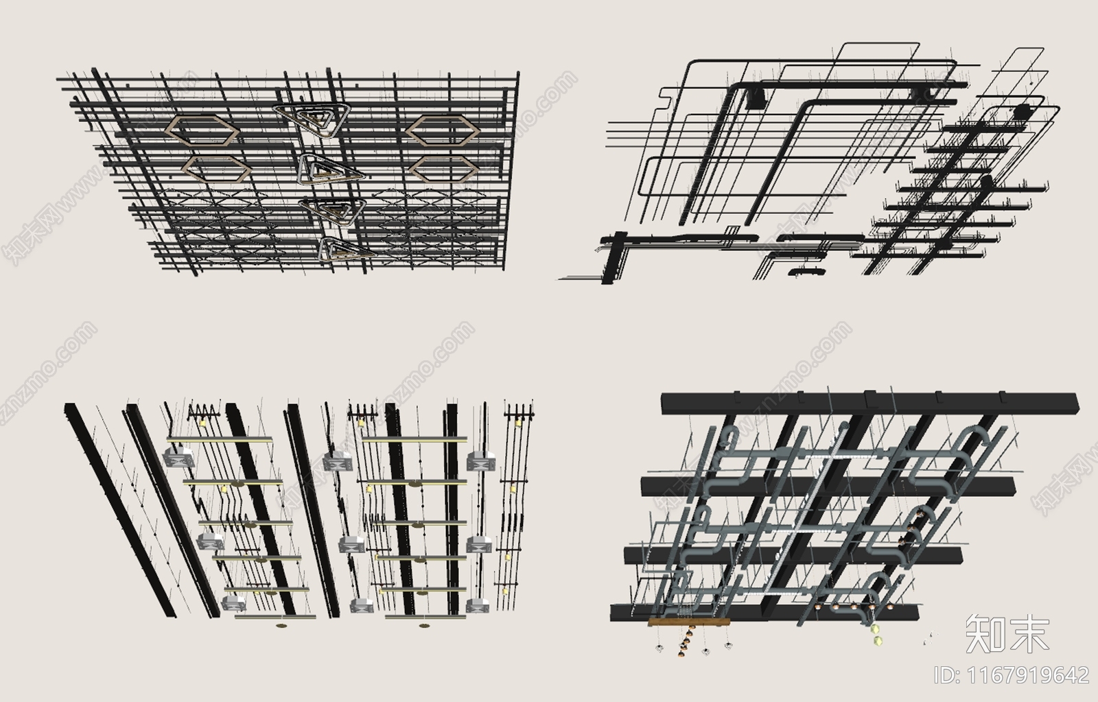 工业吊顶SU模型下载【ID:1167919642】