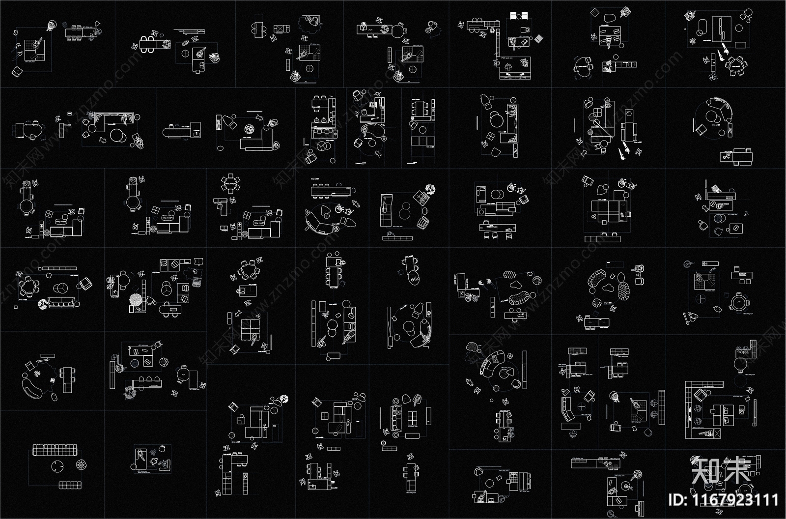 现代极简综合家具图库施工图下载【ID:1167923111】