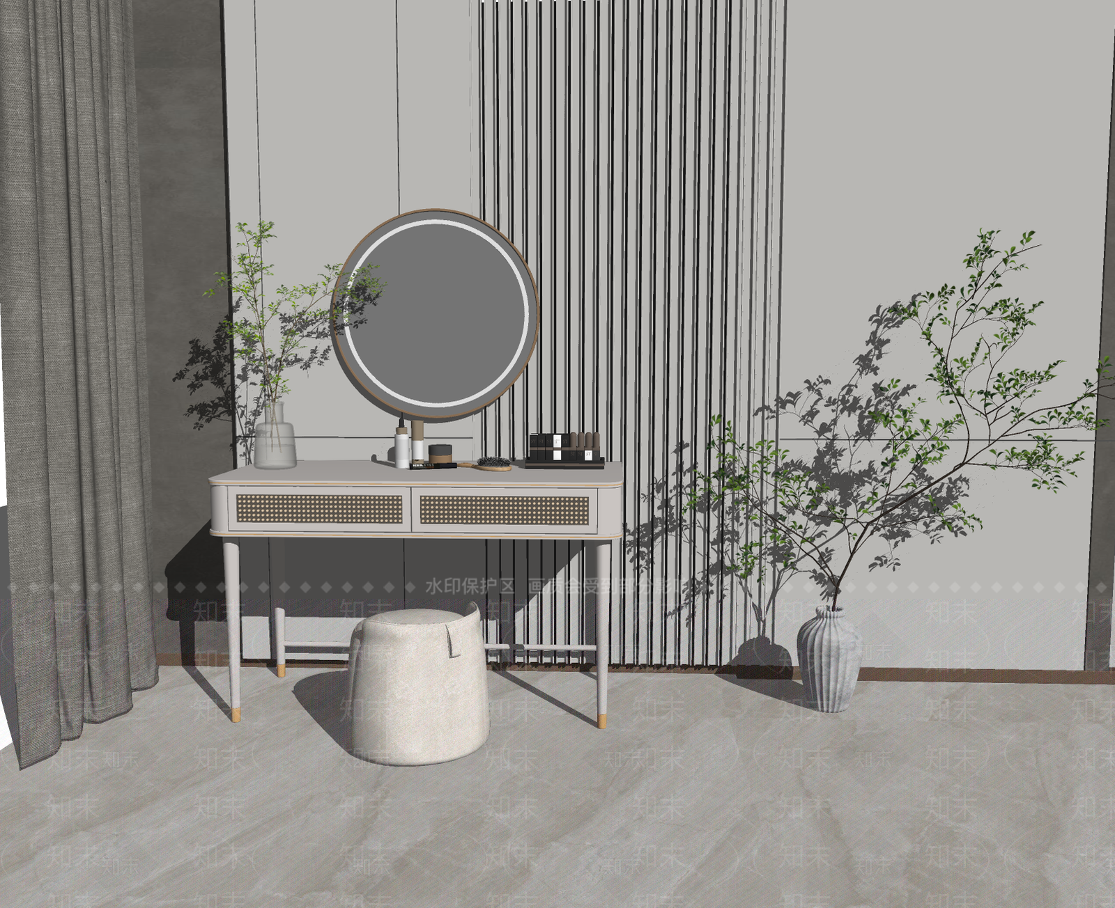 现代梳妆台SU模型下载【ID:1167928906】