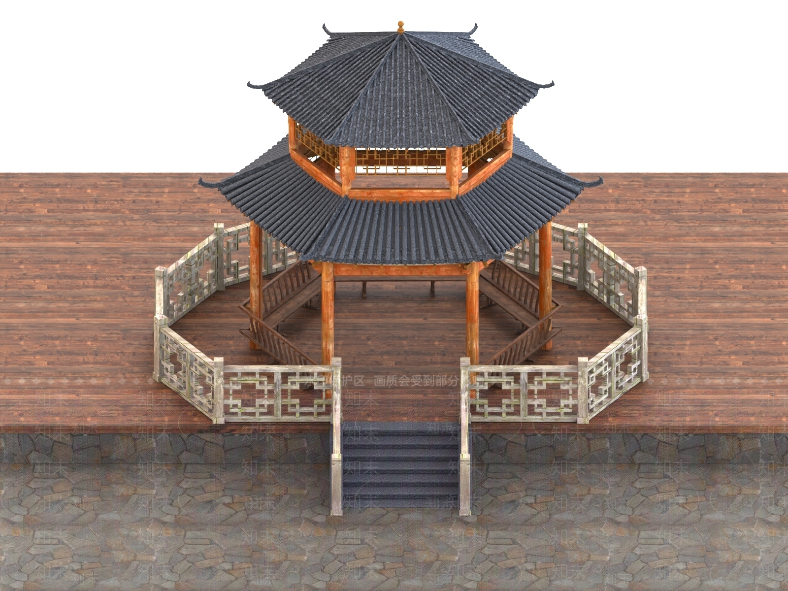 中式亭子3D模型下载【ID:1167933893】