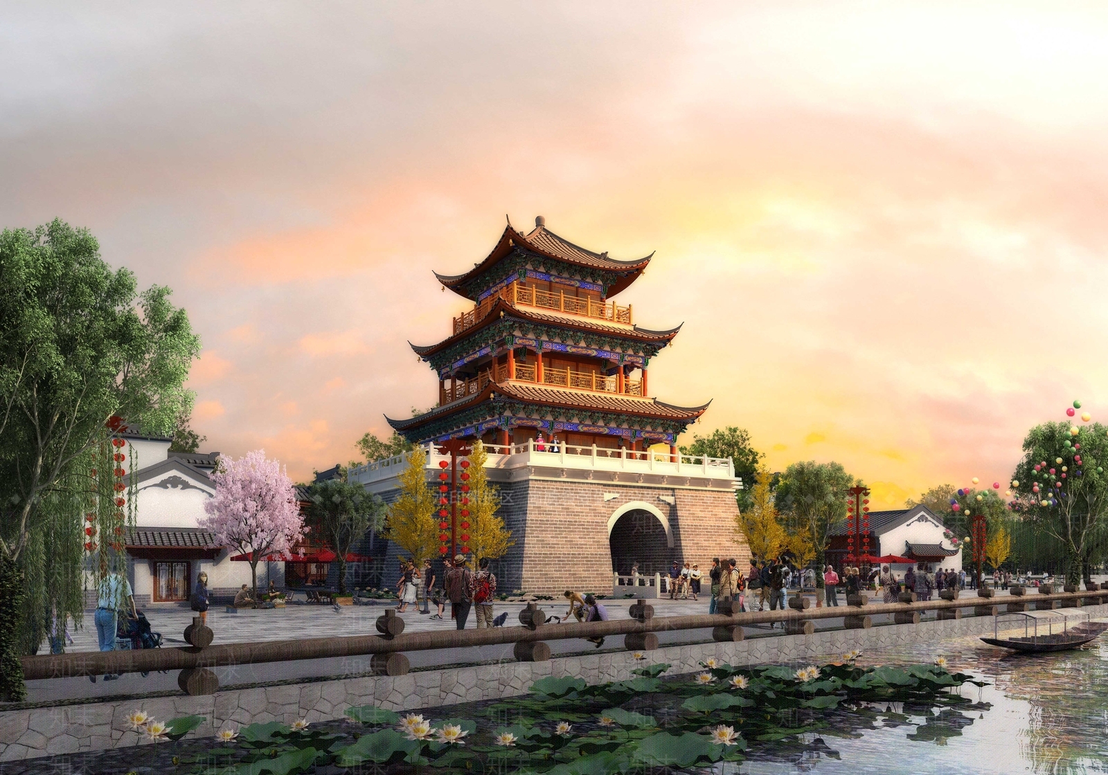 中式展览馆建筑SU模型下载【ID:1167934625】