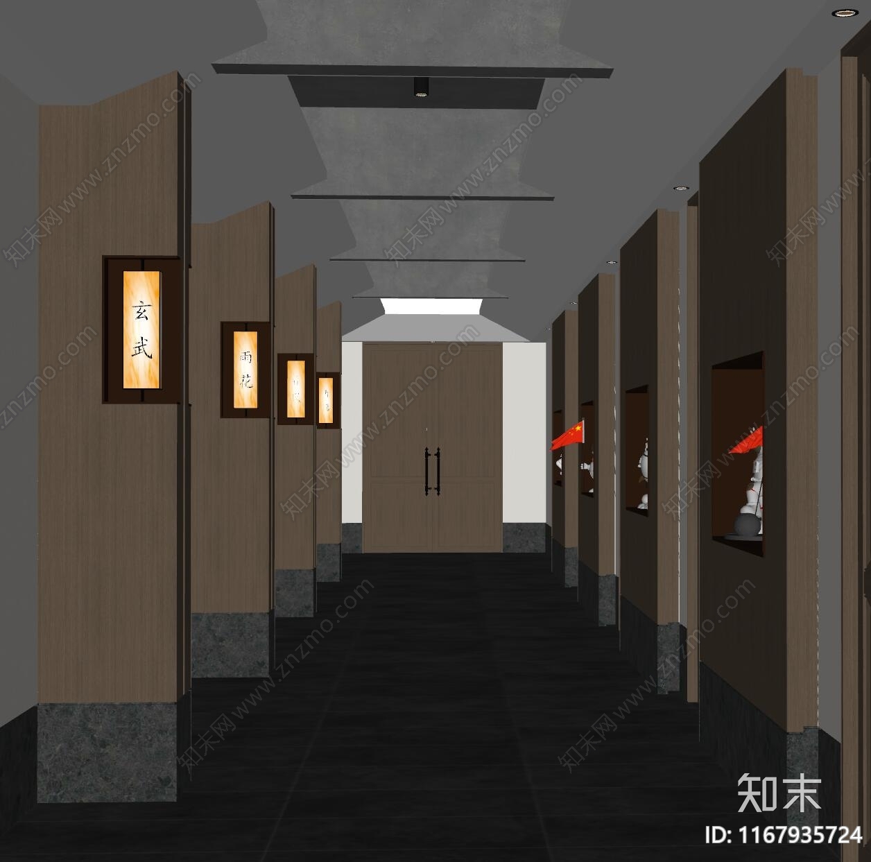 现代酒店走廊SU模型下载【ID:1167935724】