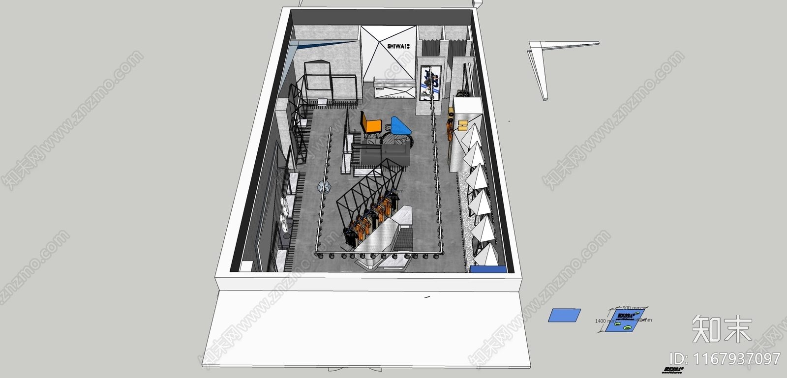 现代工业服装店SU模型下载【ID:1167937097】