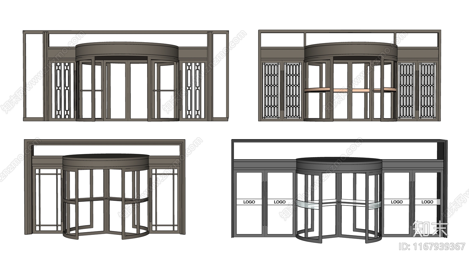 现代旋转门SU模型下载【ID:1167939367】