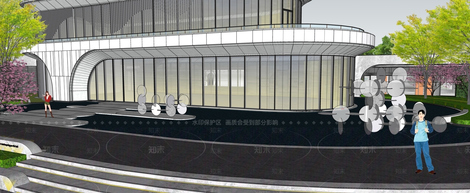 现代办公景观SU模型下载【ID:1167943641】