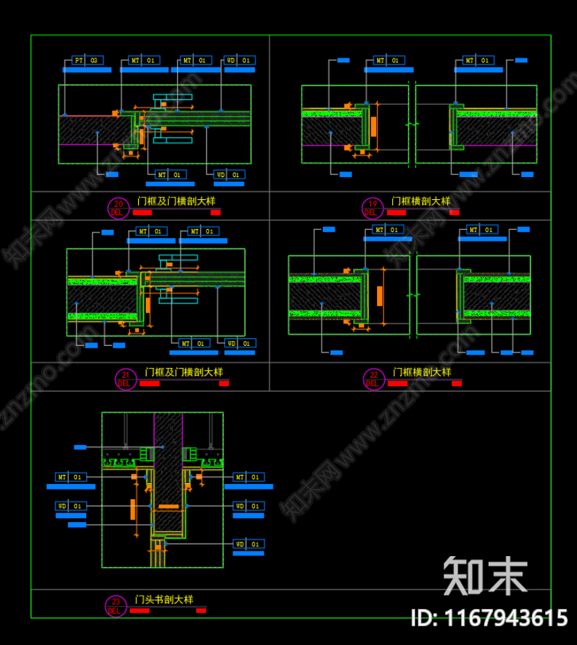 现代门节点cad施工图下载【ID:1167943615】