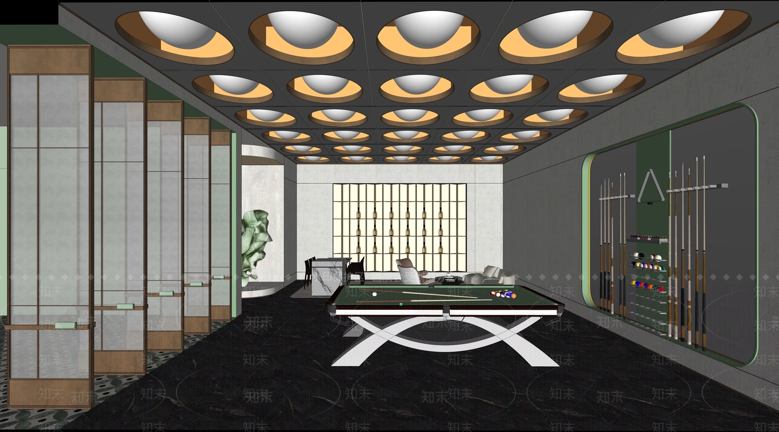 现代台球室SU模型下载【ID:1215205183】