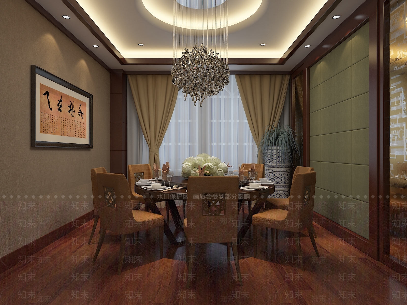 现代中餐厅3D模型下载【ID:1167949432】