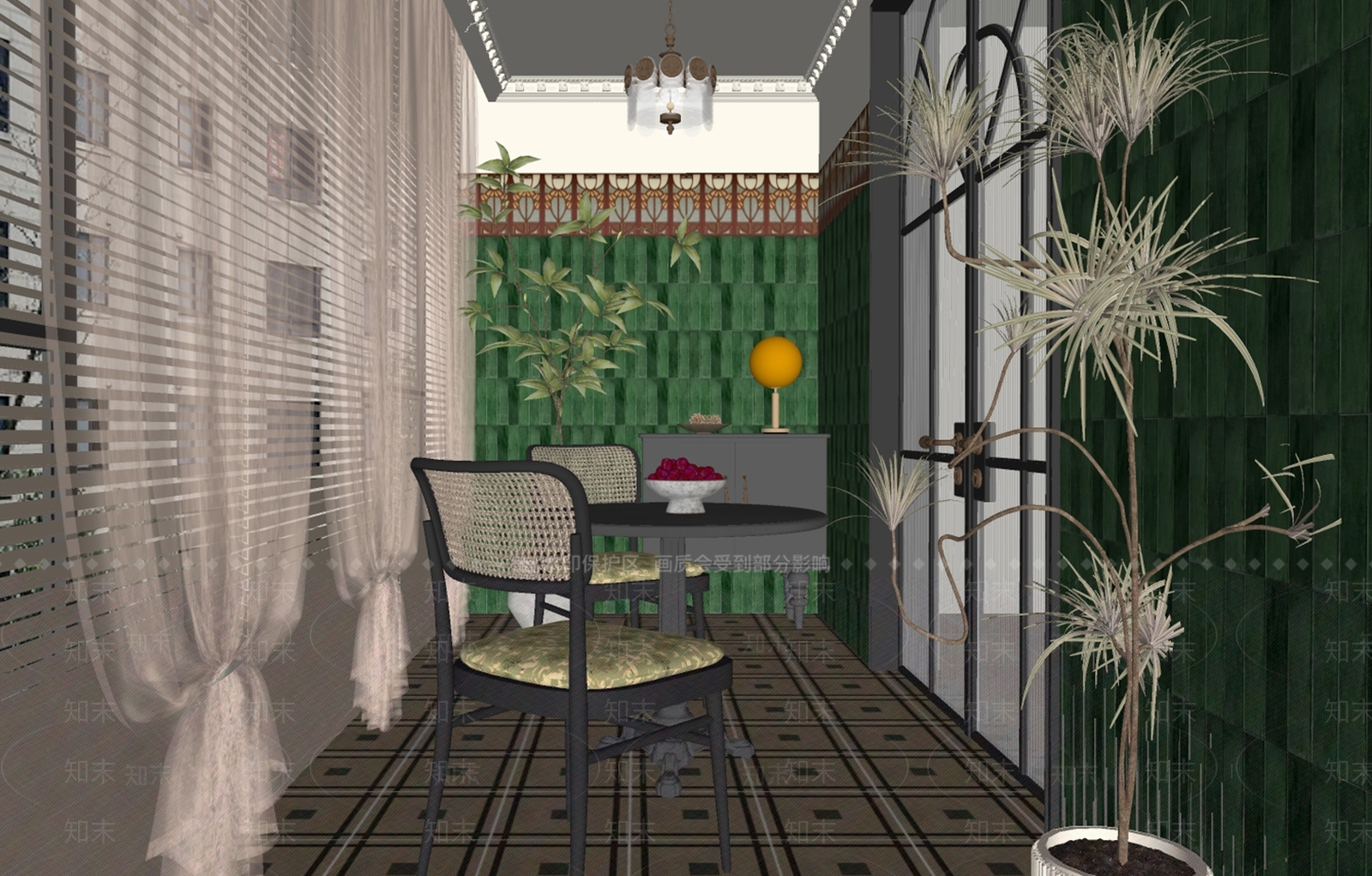 复古家居阳台SU模型下载【ID:1167953274】
