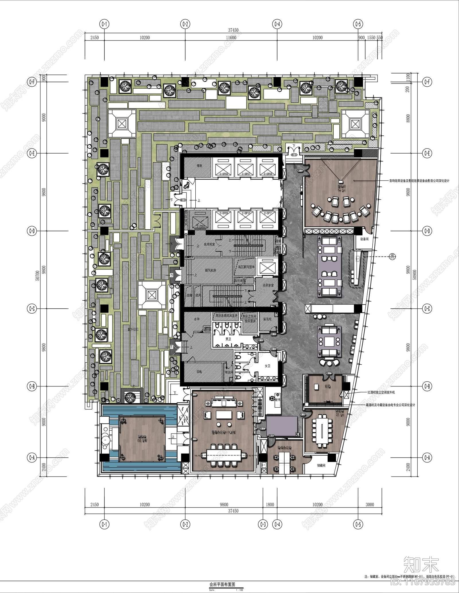 新中式会所施工图下载【ID:1167953783】