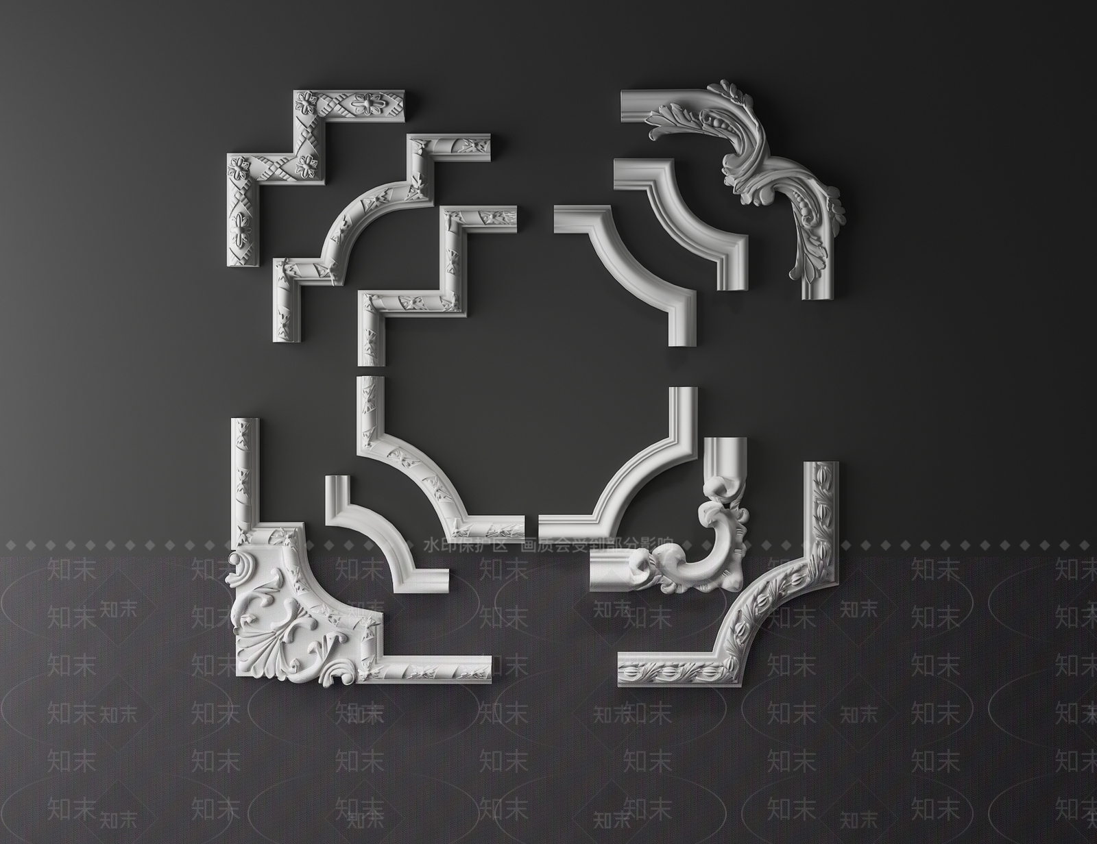 法式欧式线条3D模型下载【ID:1167954175】