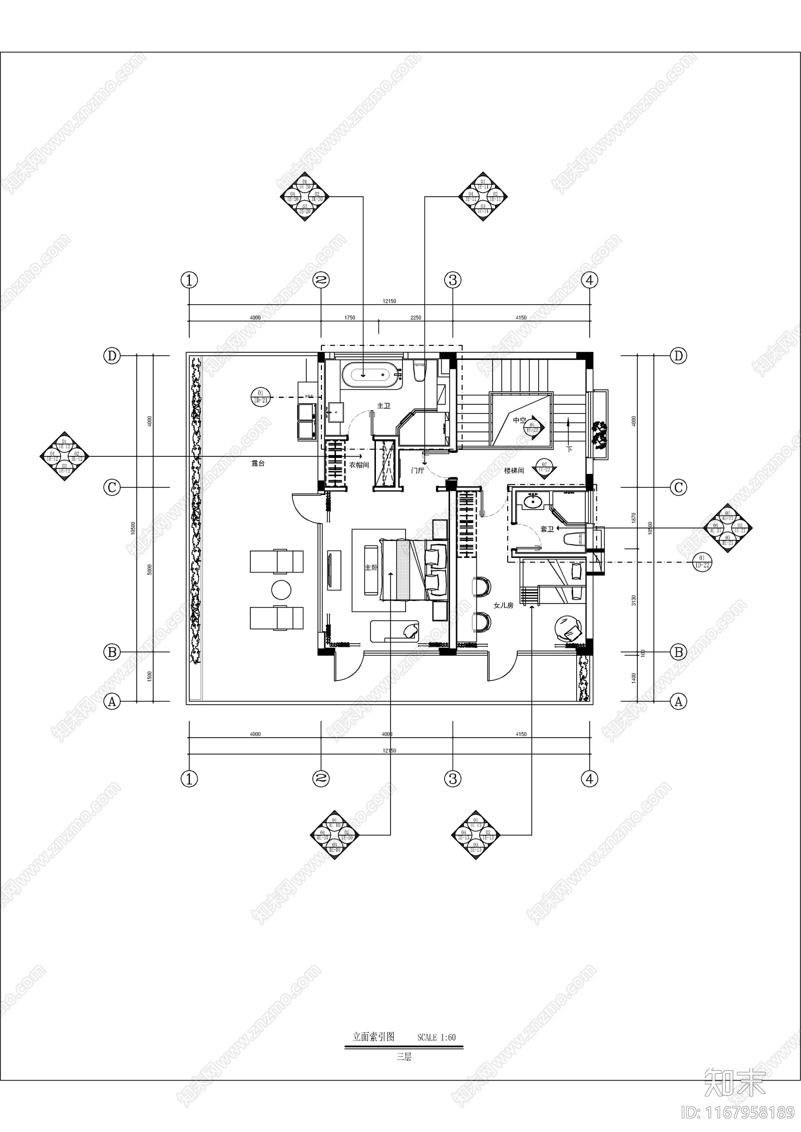 现代整体家装空间cad施工图下载【ID:1167958189】