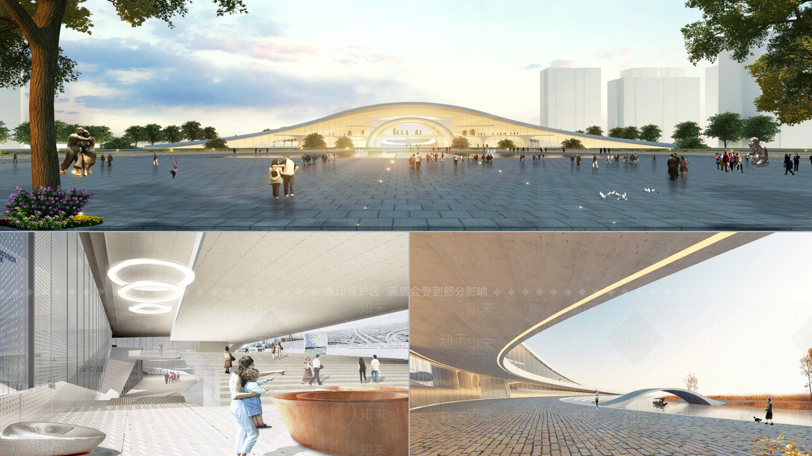 现代美式展览馆建筑SU模型下载【ID:1167968935】
