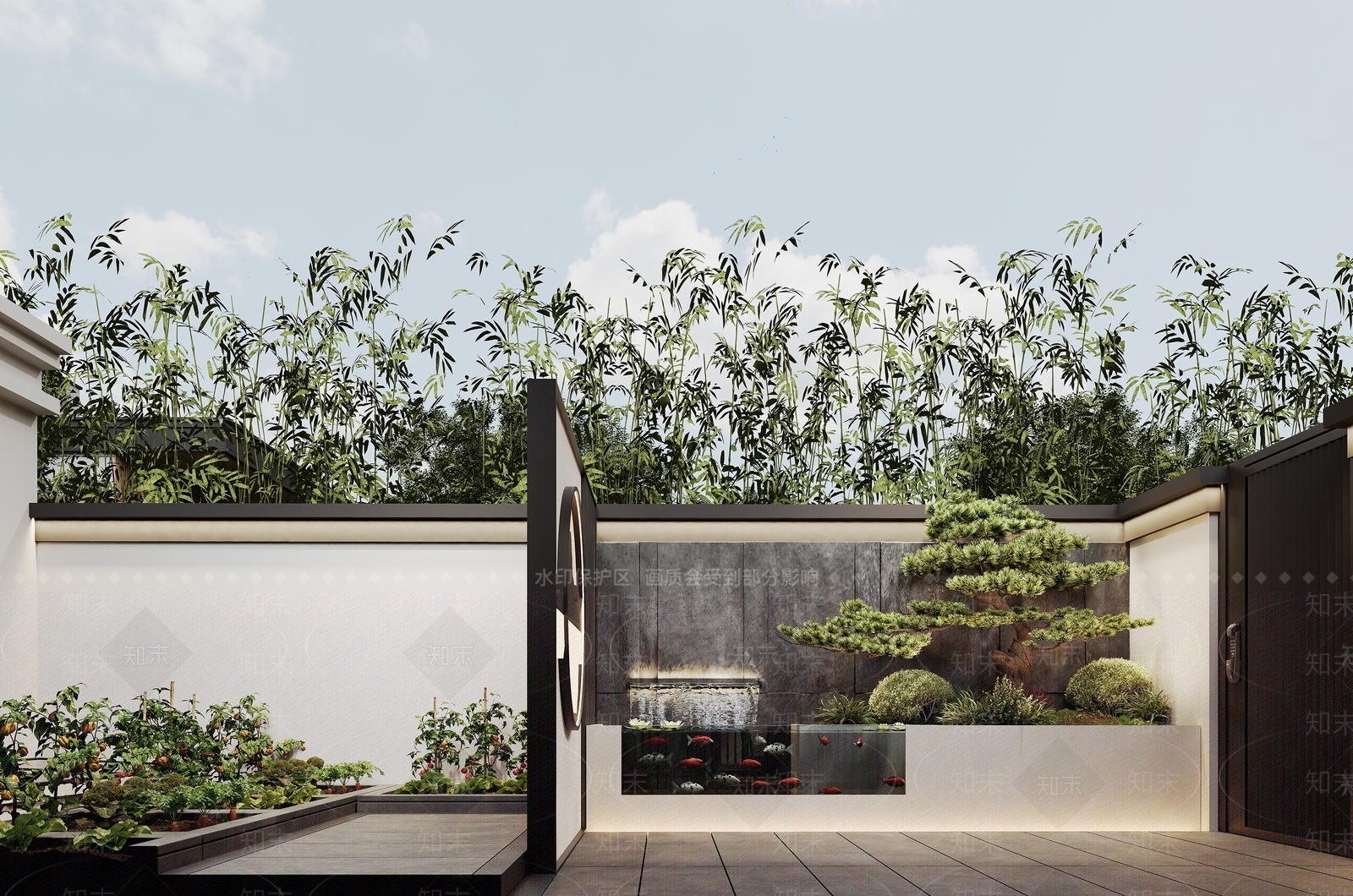 现代新中式庭院3D模型下载【ID:1167976578】