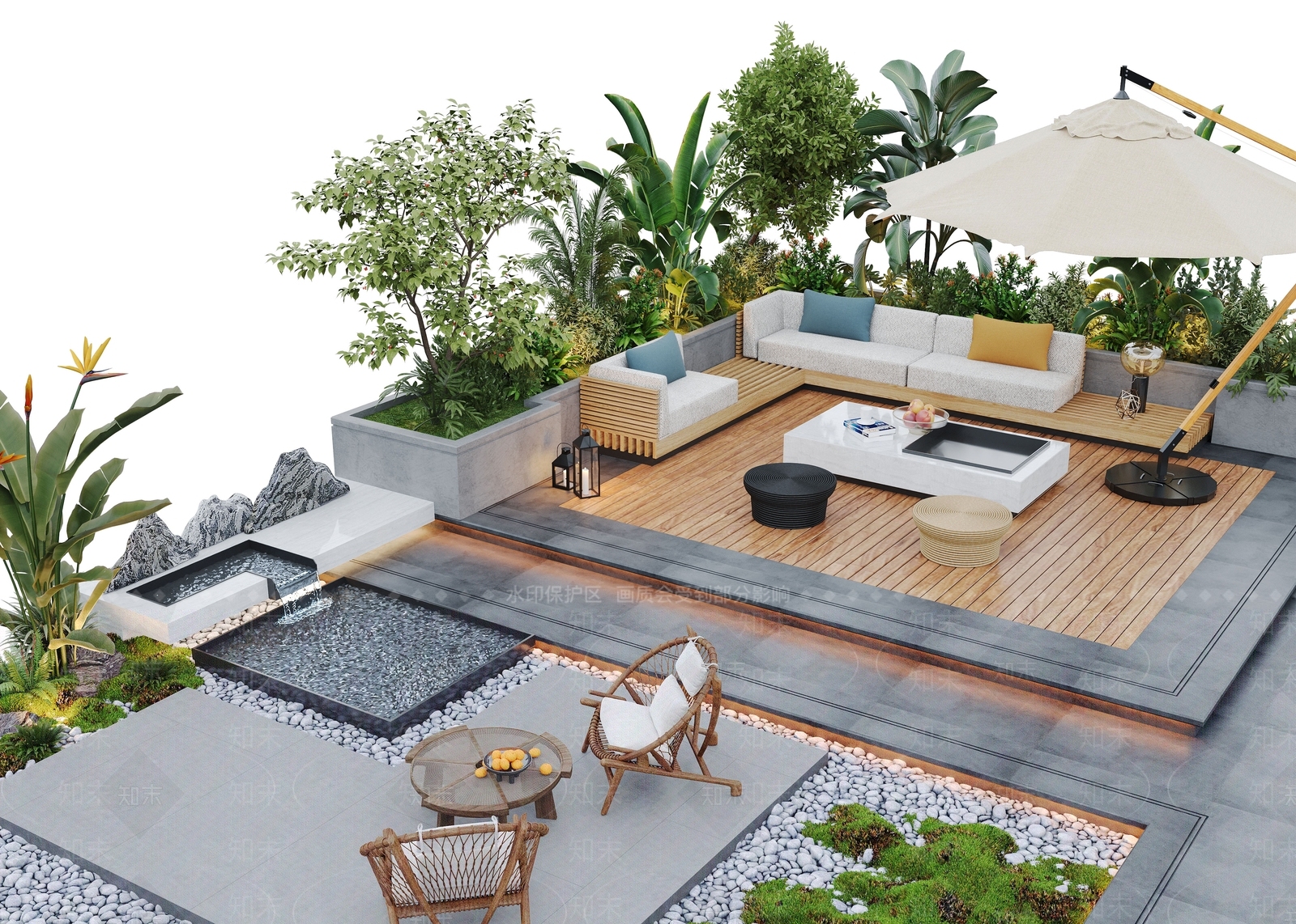 现代庭院3D模型下载【ID:1167980255】