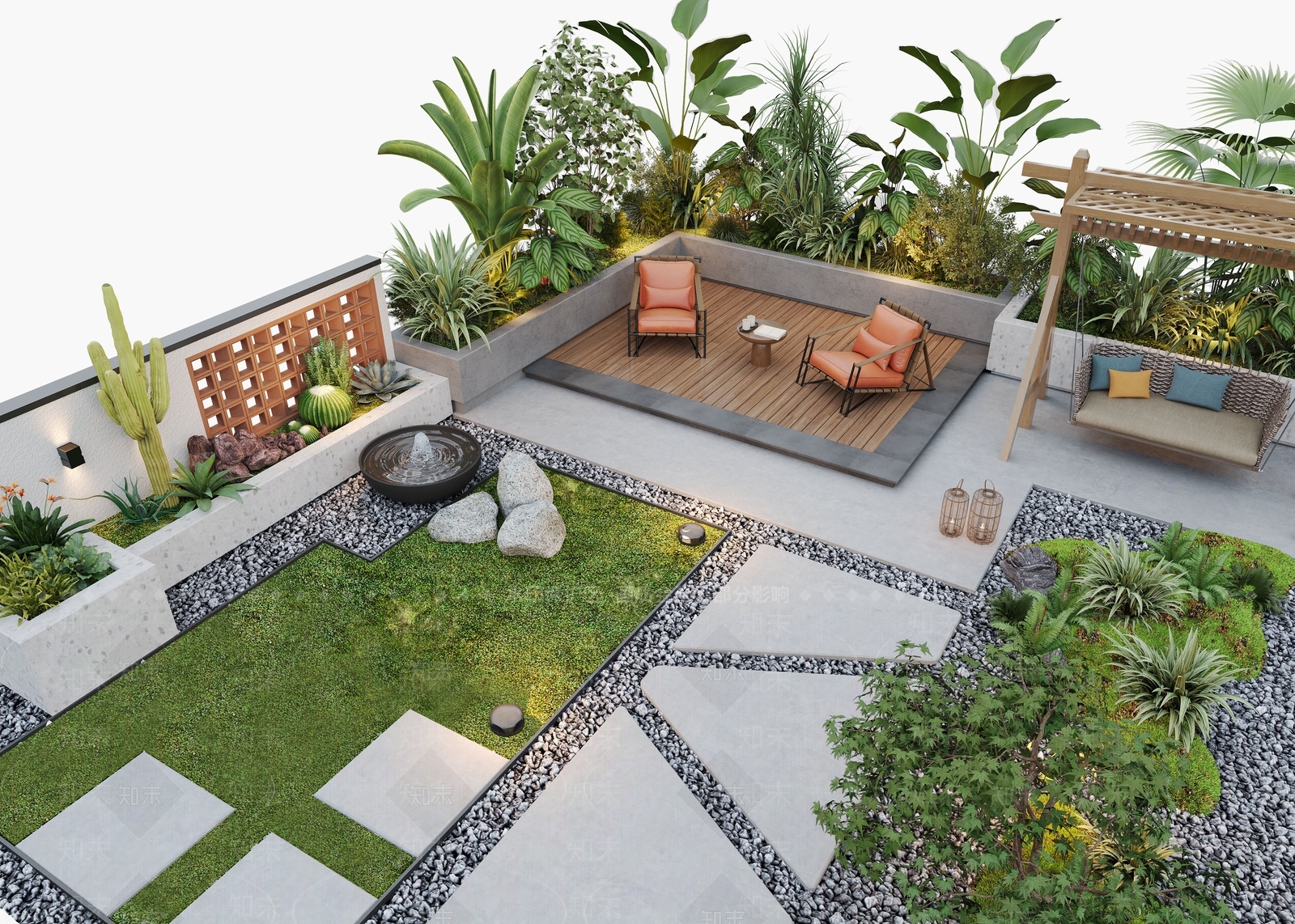 现代庭院3D模型下载【ID:1167980226】
