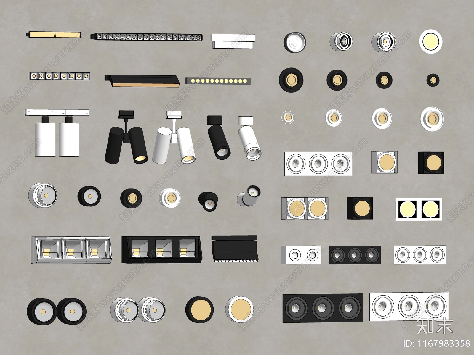 现代筒灯射灯SU模型下载【ID:1167983358】