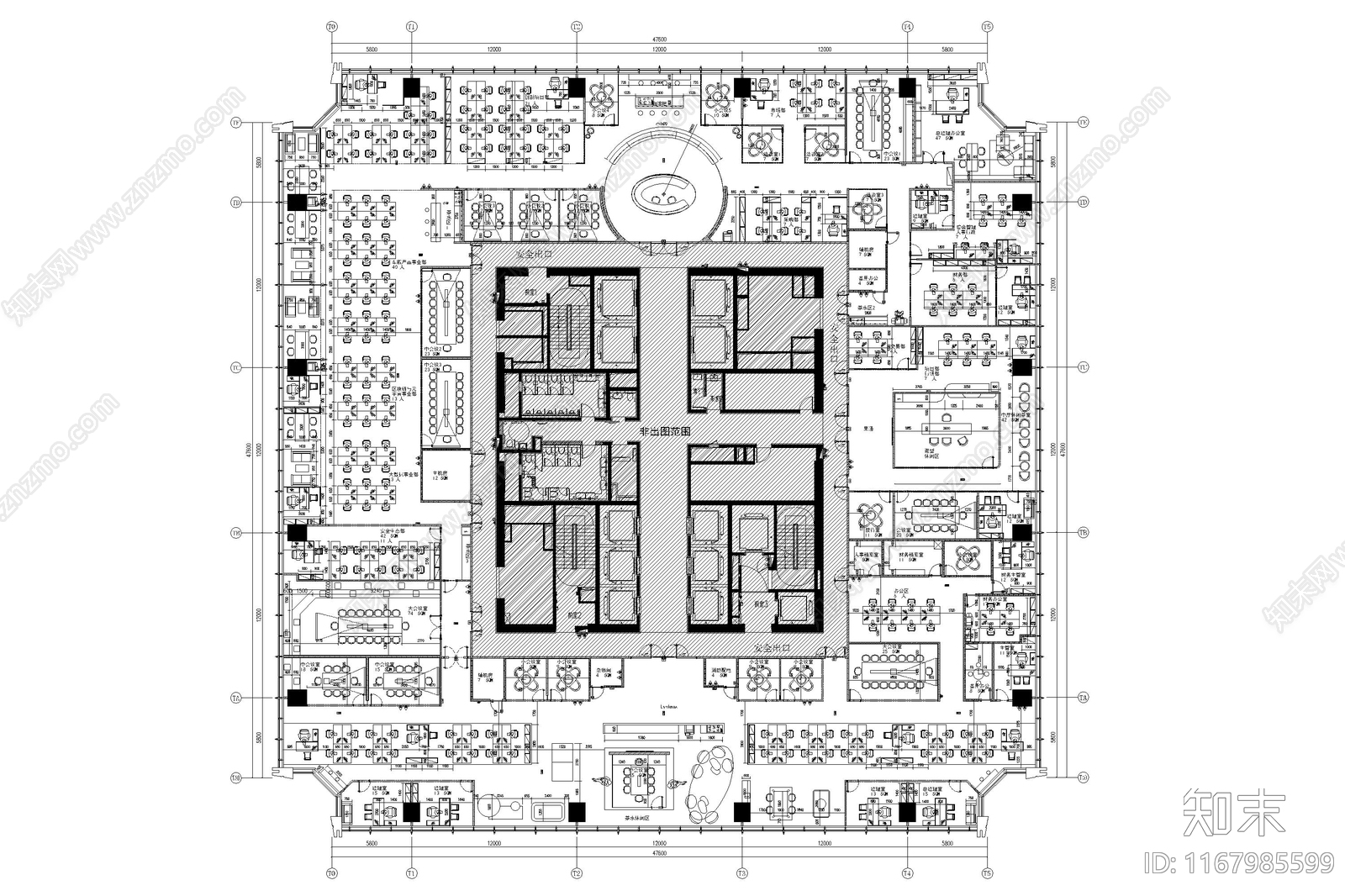 现代整体办公空间cad施工图下载【ID:1167985599】