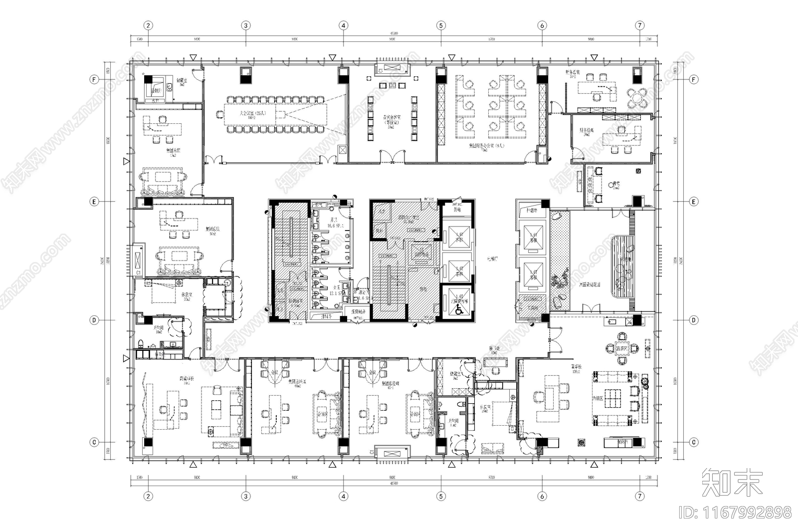 现代整体办公空间cad施工图下载【ID:1167992898】