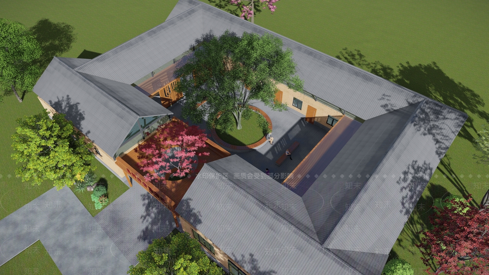 新中式乡村庭院SU模型下载【ID:1168080333】