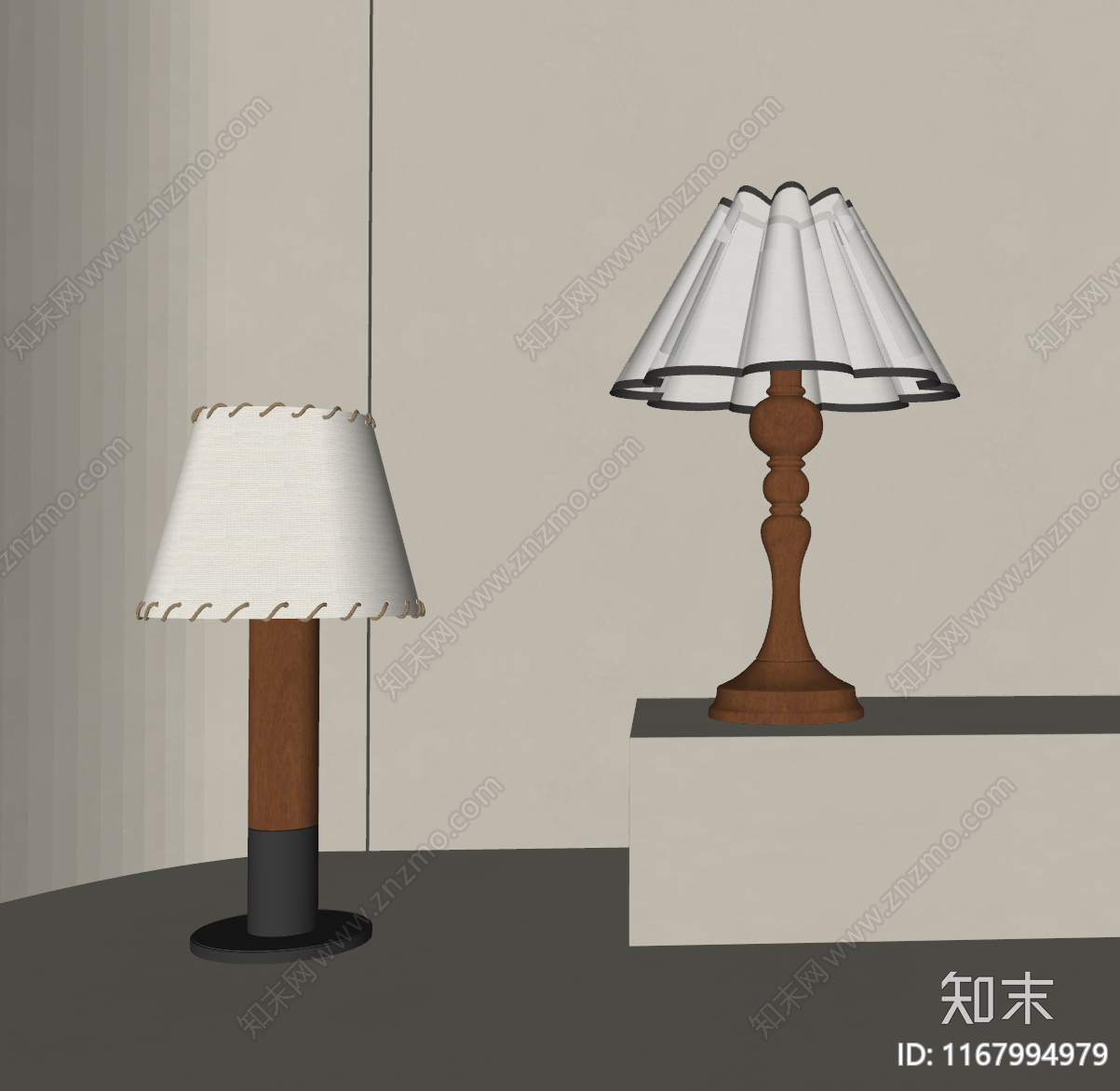 现代中古台灯SU模型下载【ID:1167994979】