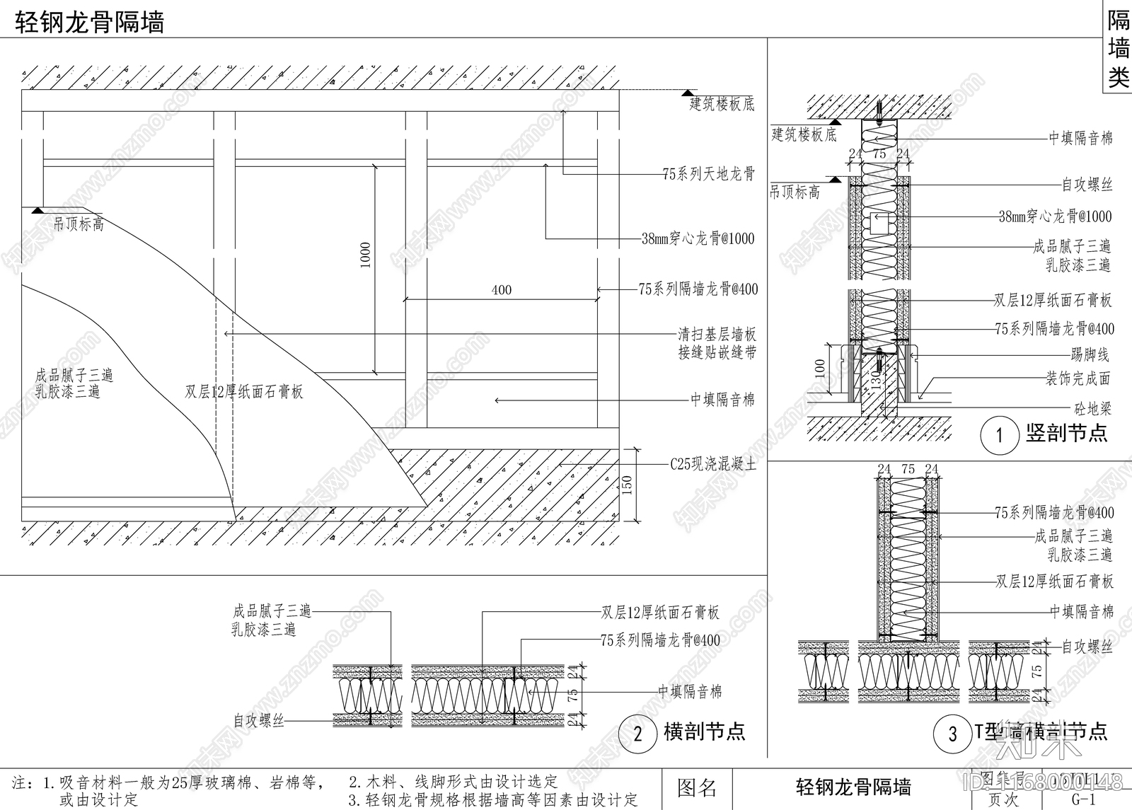 现代墙面节点施工图下载【ID:1168000148】